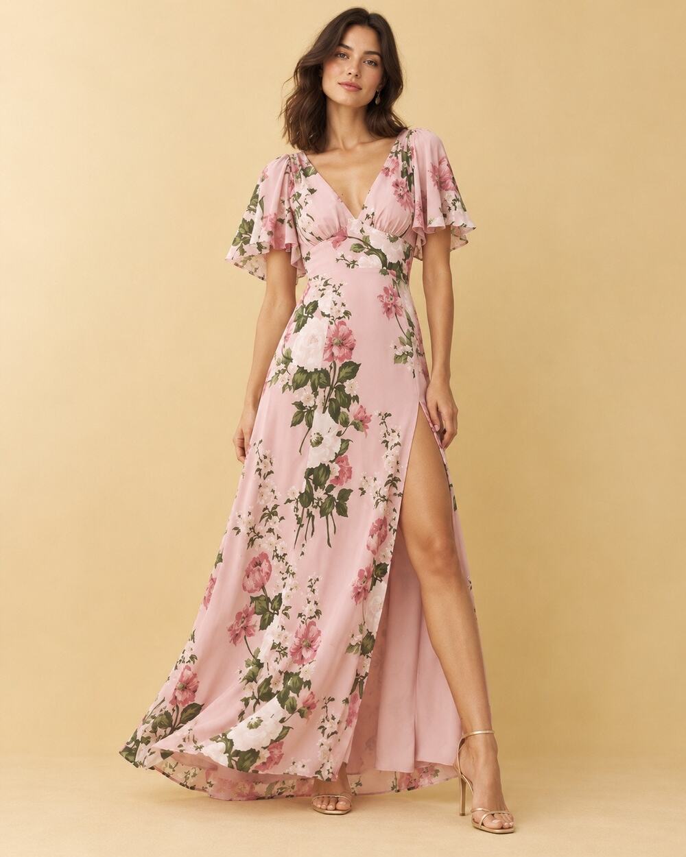 Reformation Shayla Gown Rose Garden Pink Floral Maxi Dress US4 Paris Hilton